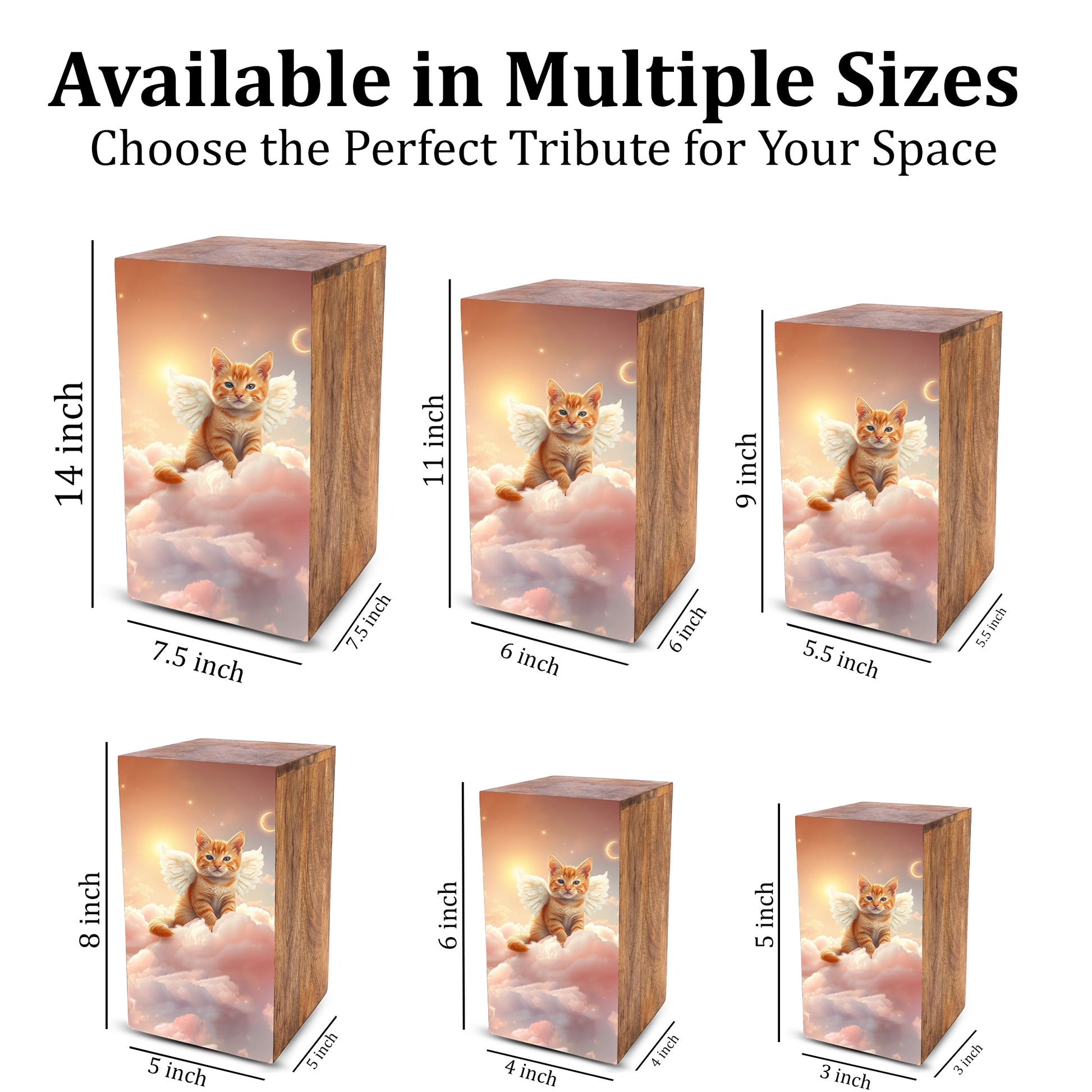 Orange Cat Urn For Ashes - Kitten Keepsake Urns Box For Pet Memorial