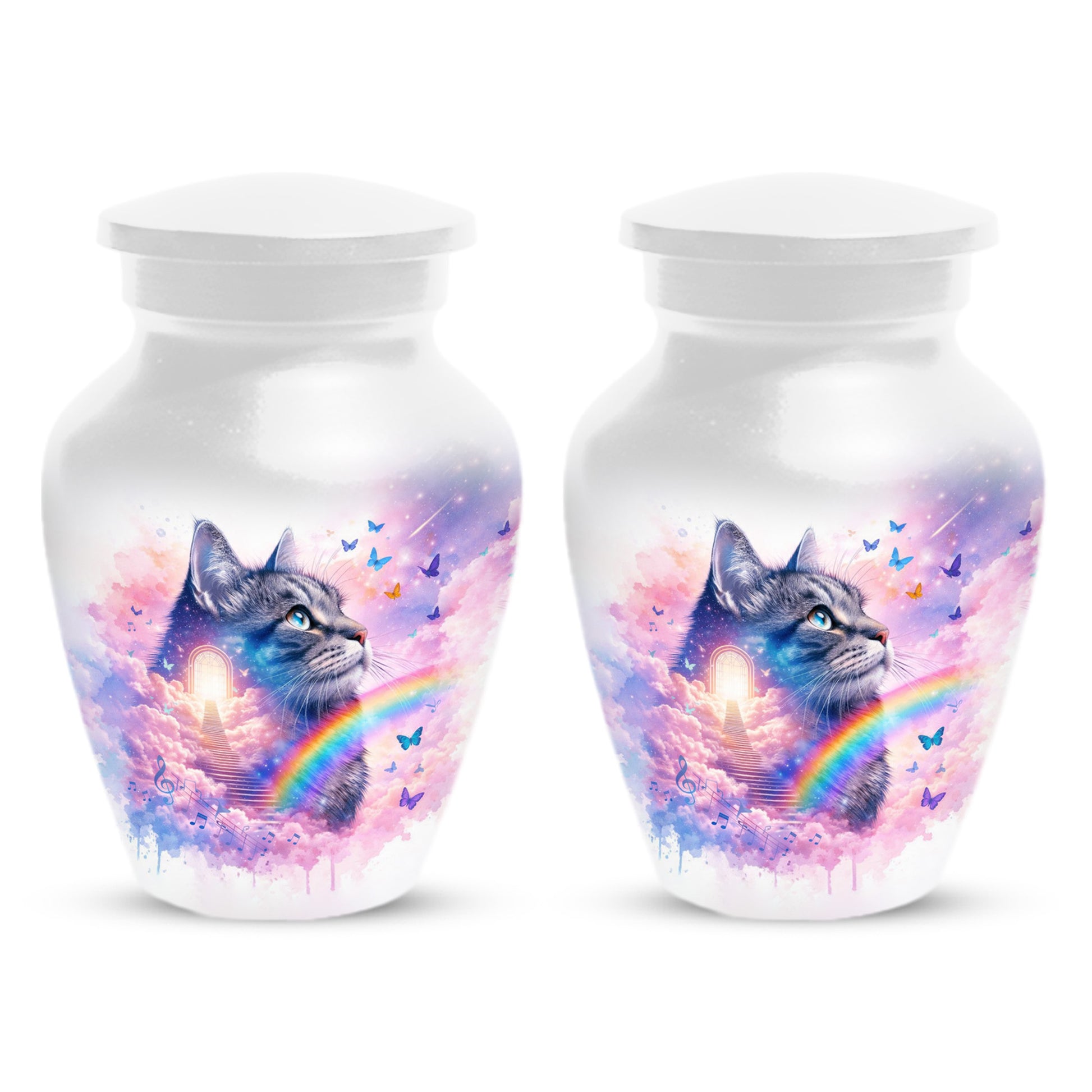 Rainbow Cat Urn for Ashes- Personalized Pet Memorial |Custom Cremation Keepsake for Cats