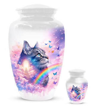 Rainbow Cat Urn for Ashes- Personalized Pet Memorial |Custom Cremation Keepsake for Cats