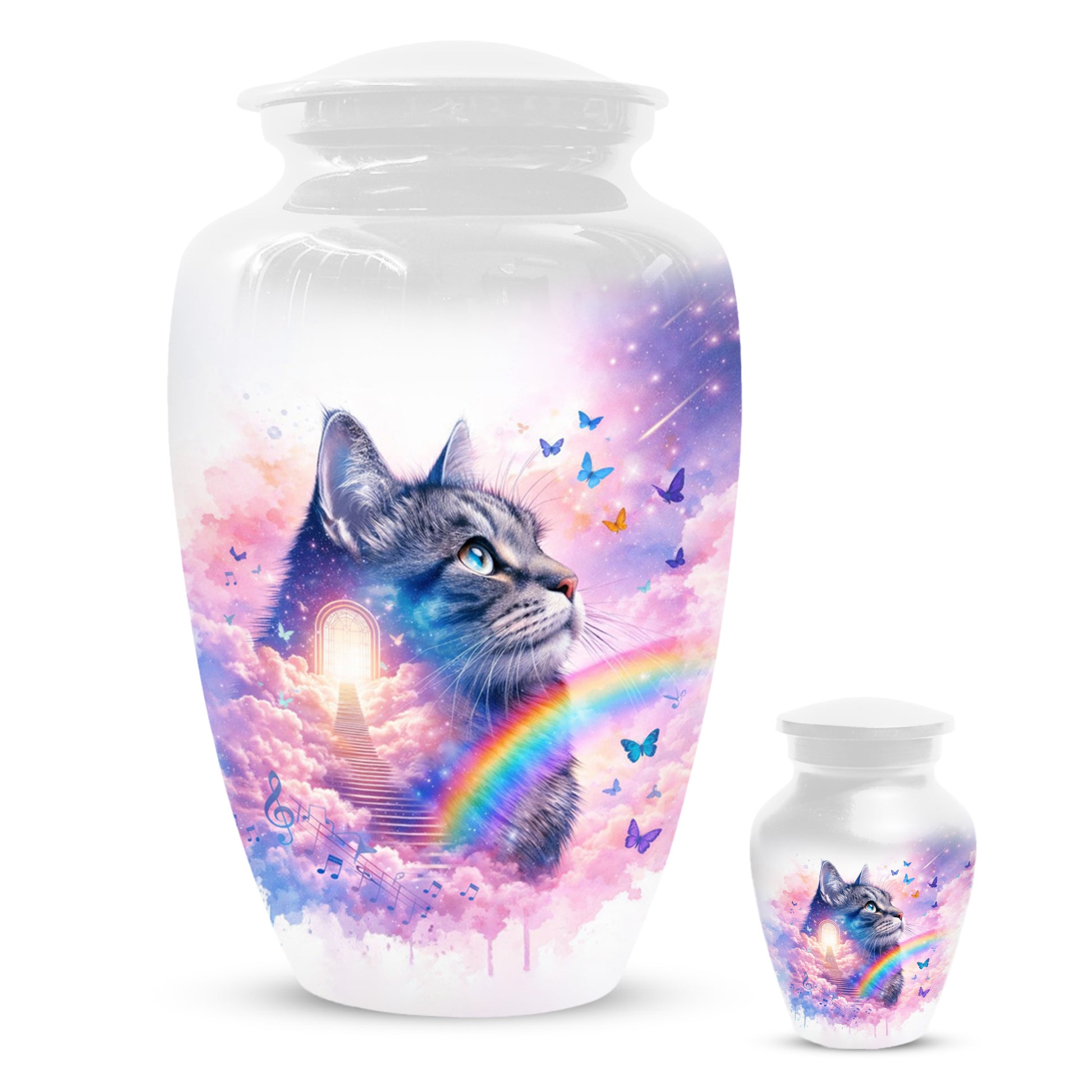 Rainbow Cat Urn for Ashes- Personalized Pet Memorial |Custom Cremation Keepsake for Cats