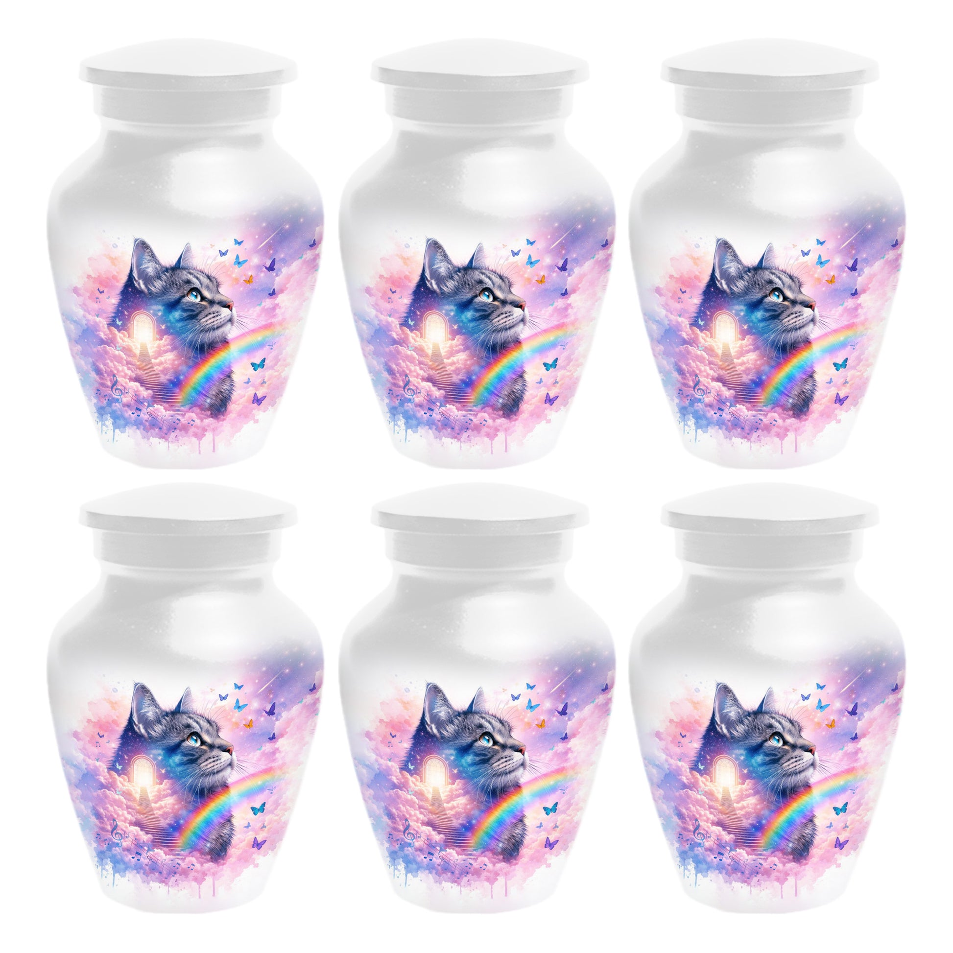 Rainbow Cat Urn for Ashes- Personalized Pet Memorial |Custom Cremation Keepsake for Cats