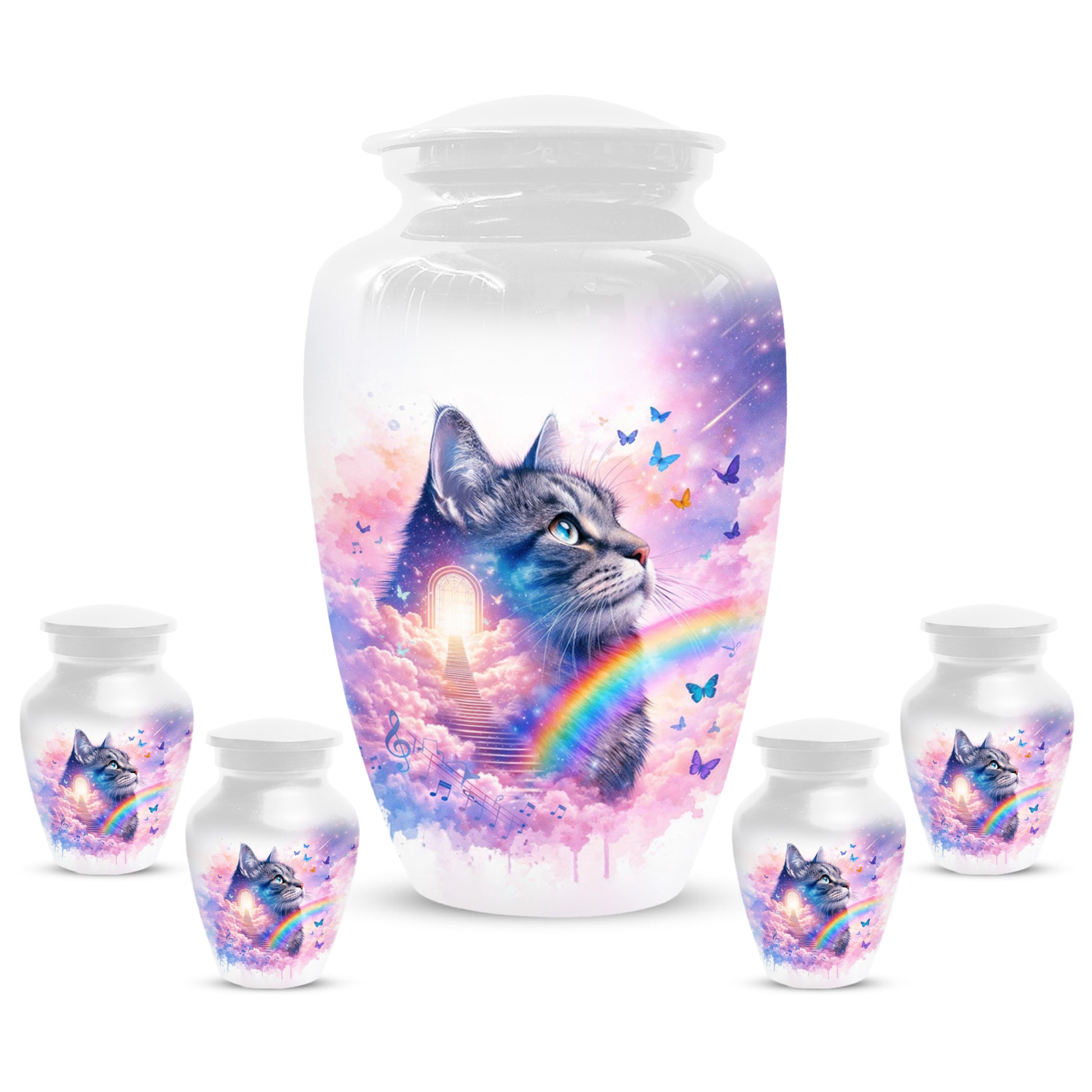 Rainbow Cat Urn for Ashes- Personalized Pet Memorial |Custom Cremation Keepsake for Cats