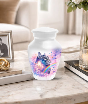 Rainbow Cat Urn for Ashes- Personalized Pet Memorial |Custom Cremation Keepsake for Cats