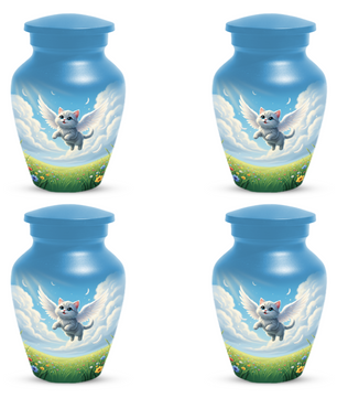 Personalized Angel Cat Urn for Ashes –  Metal Pet Memorial Urns for Cat Ash |  Rainbow Bridge Cat Loss Gift