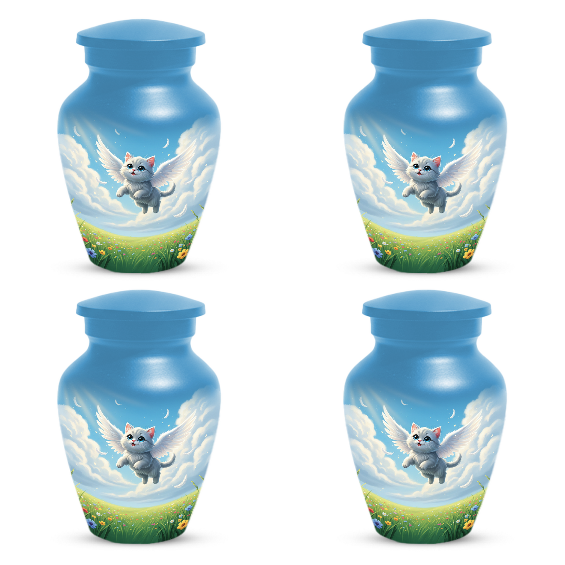Personalized Angel Cat Urn for Ashes –  Metal Pet Memorial Urns for Cat Ash |  Rainbow Bridge Cat Loss Gift