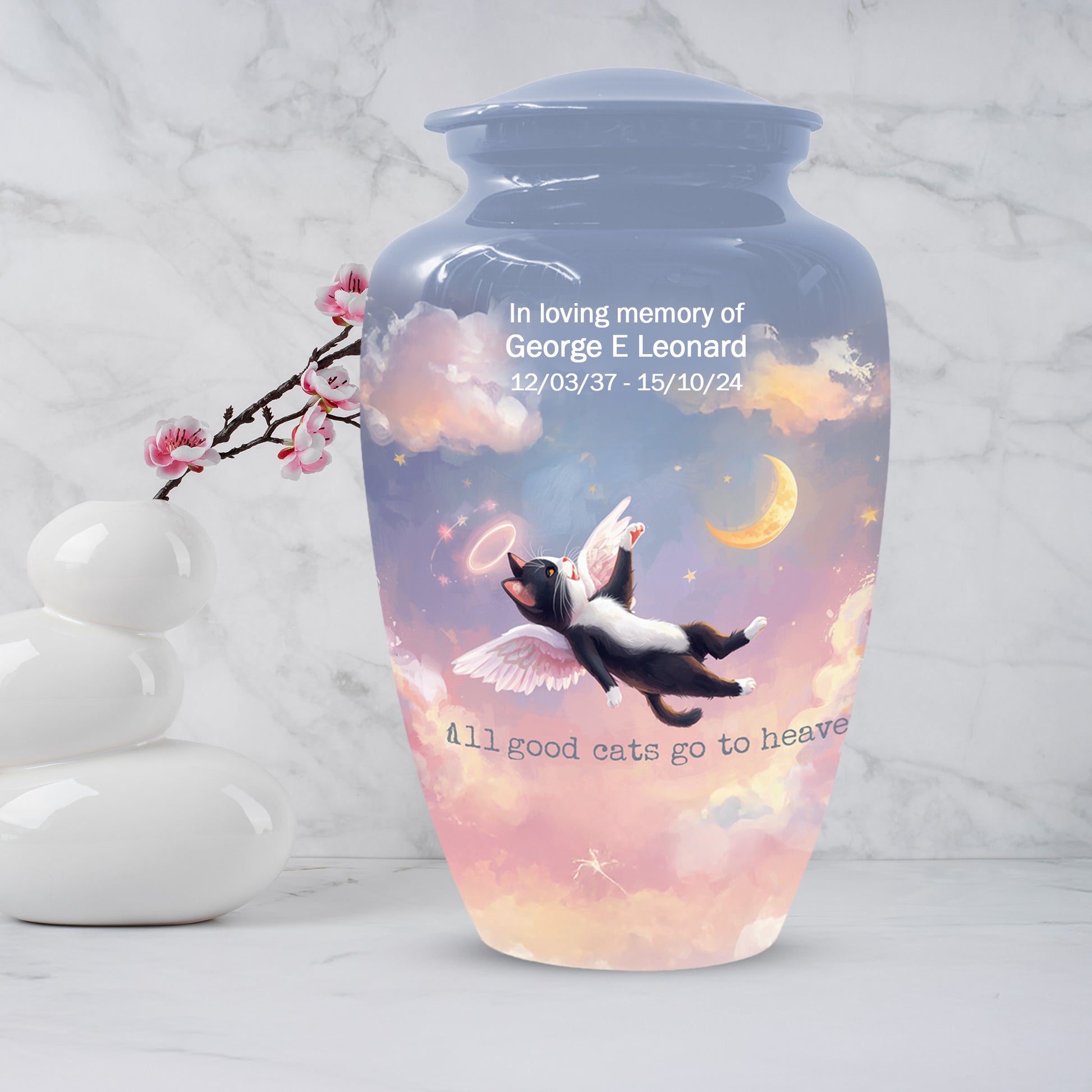 Angel Cat Rainbow Bridge Keepsake -  Custom Pet Cremation Urns for Cat