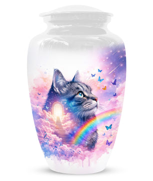 Rainbow Cat Urn for Ashes- Personalized Pet Memorial |Custom Cremation Keepsake for Cats