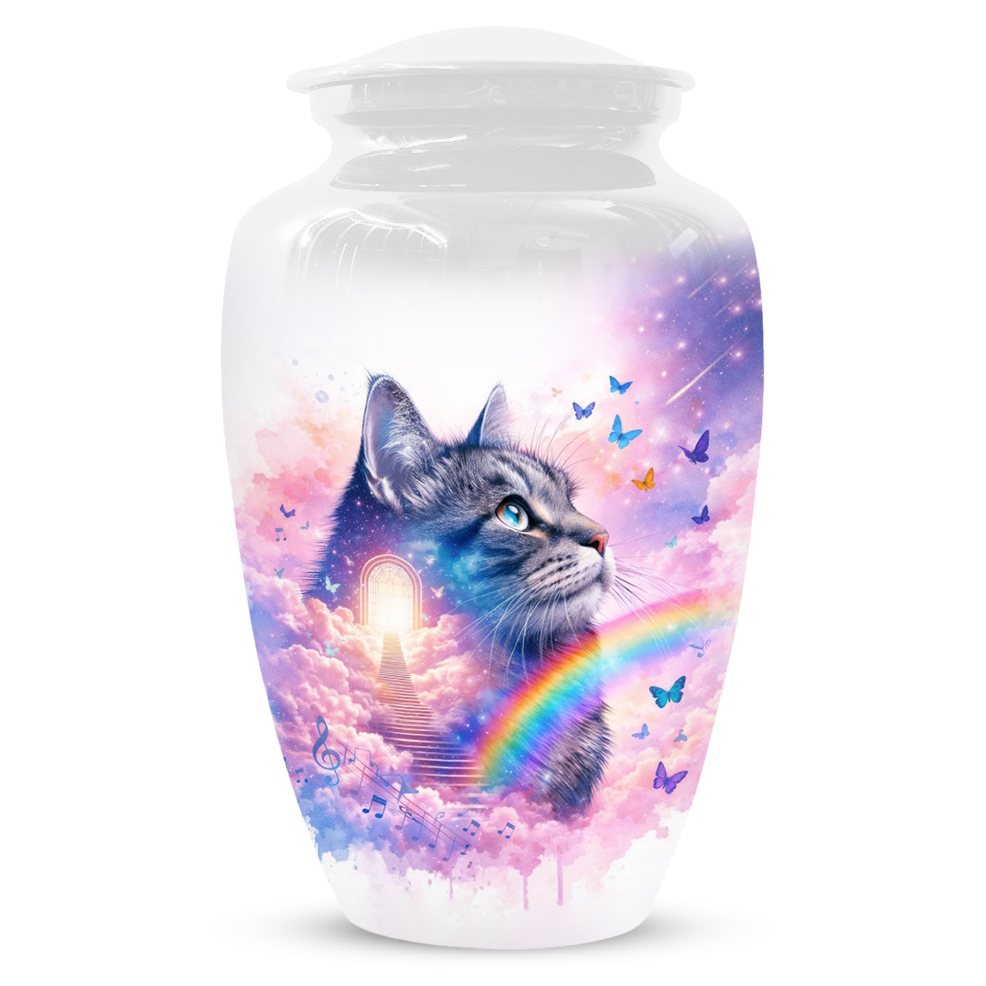 Rainbow Cat Urn for Ashes- Personalized Pet Memorial |Custom Cremation Keepsake for Cats