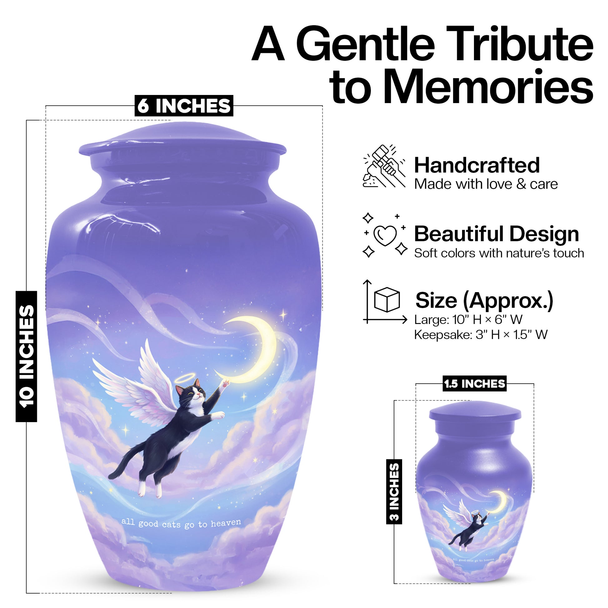 Cat Urn for Adult Ashes | Beautiful Adult Cremation Urn & Memorial Urns