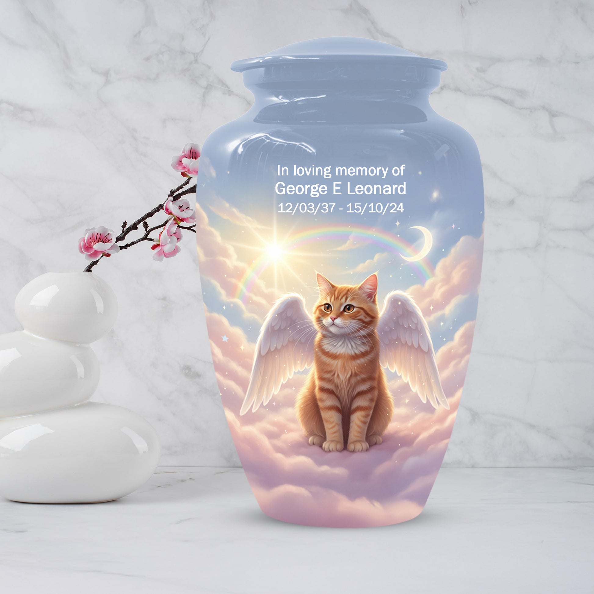 Cat Wing Urn for Adult Ashes | Angel Cat Cremation Urn & Memorial Urn