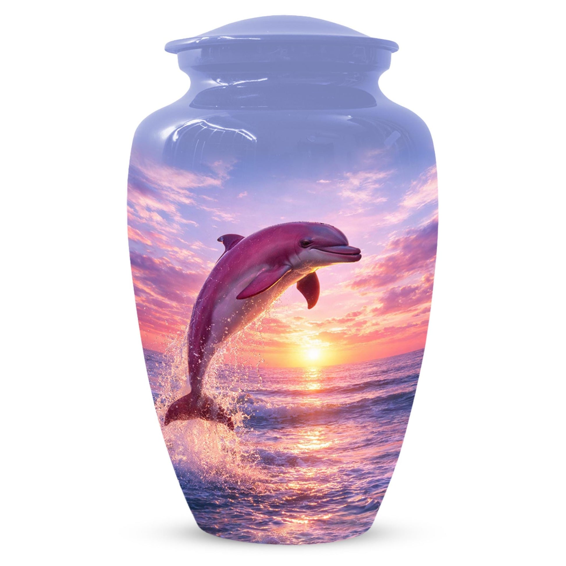Pink Dolphin Urn For Ashes - Blue Ocean Cremation Urns For Adults