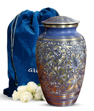 Brass Urns for Human Ashes Adult Male, (Multiple Themes, Brass Urn for Ashes, Variation 03)