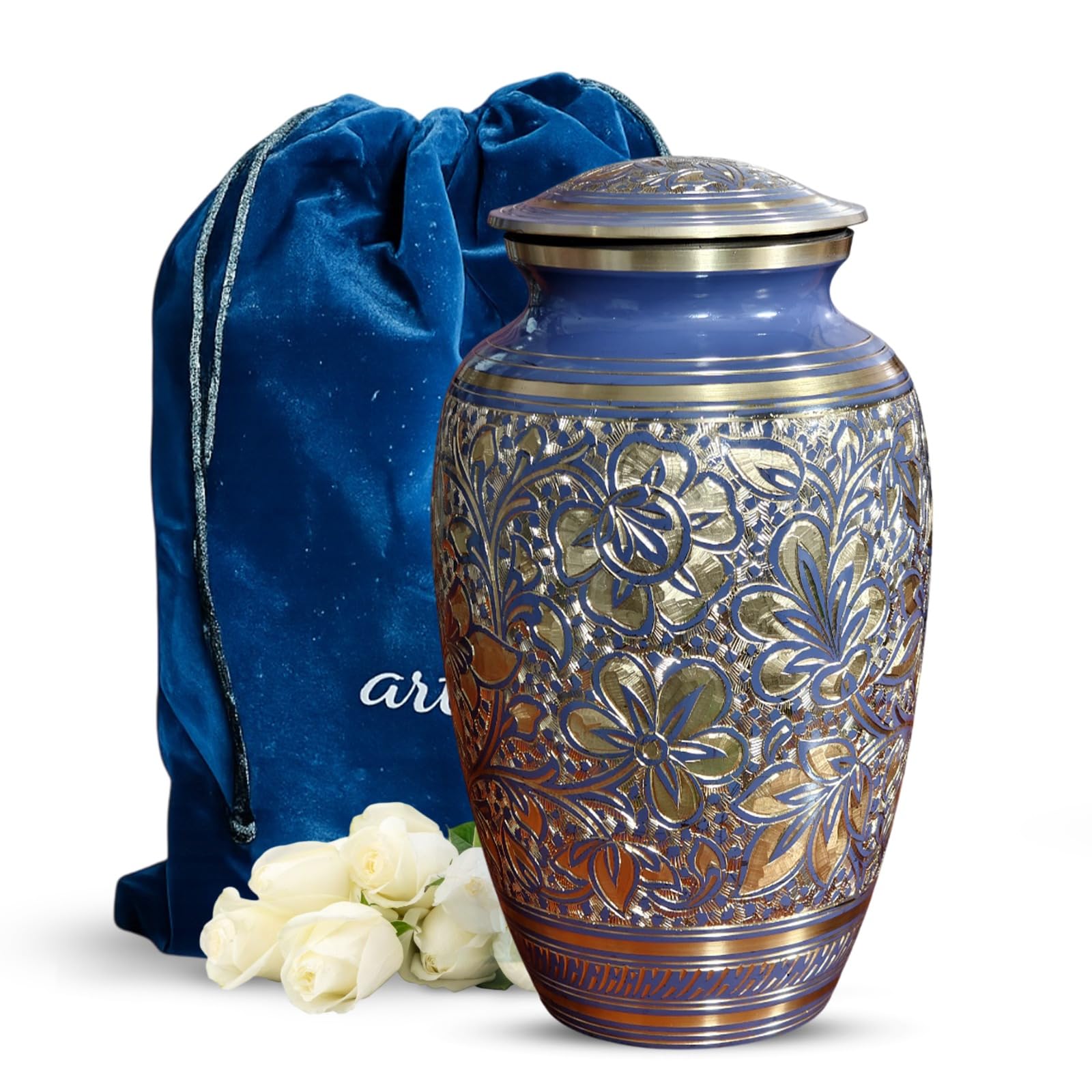 Brass Urns for Human Ashes Adult Male, (Multiple Themes, Brass Urn for Ashes, Variation 03)