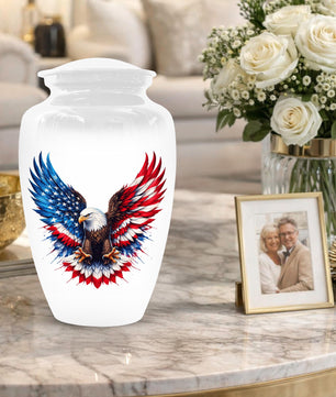 Patriotic Eagle Urn For Ashes Male - Military Small Urns For Army Veterans
