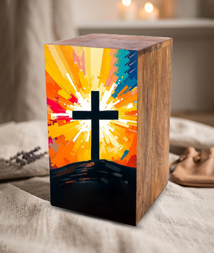 Celtic Cross Urn For Ashes - Religious Wooden Box keepsake Urns For Adults