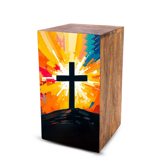Celtic Cross Urn For Ashes - Religious Wooden Box keepsake Urns For Adults