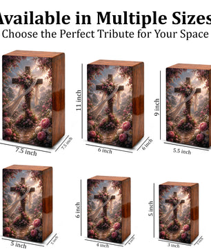 Celtic Cross Urn For Human Ashes - Religious Memorial Wooden Keepsake Urn Box
