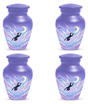 Black Cat Keepsake Kitty Urns - Purple Cremation Urn For Pet Ashes