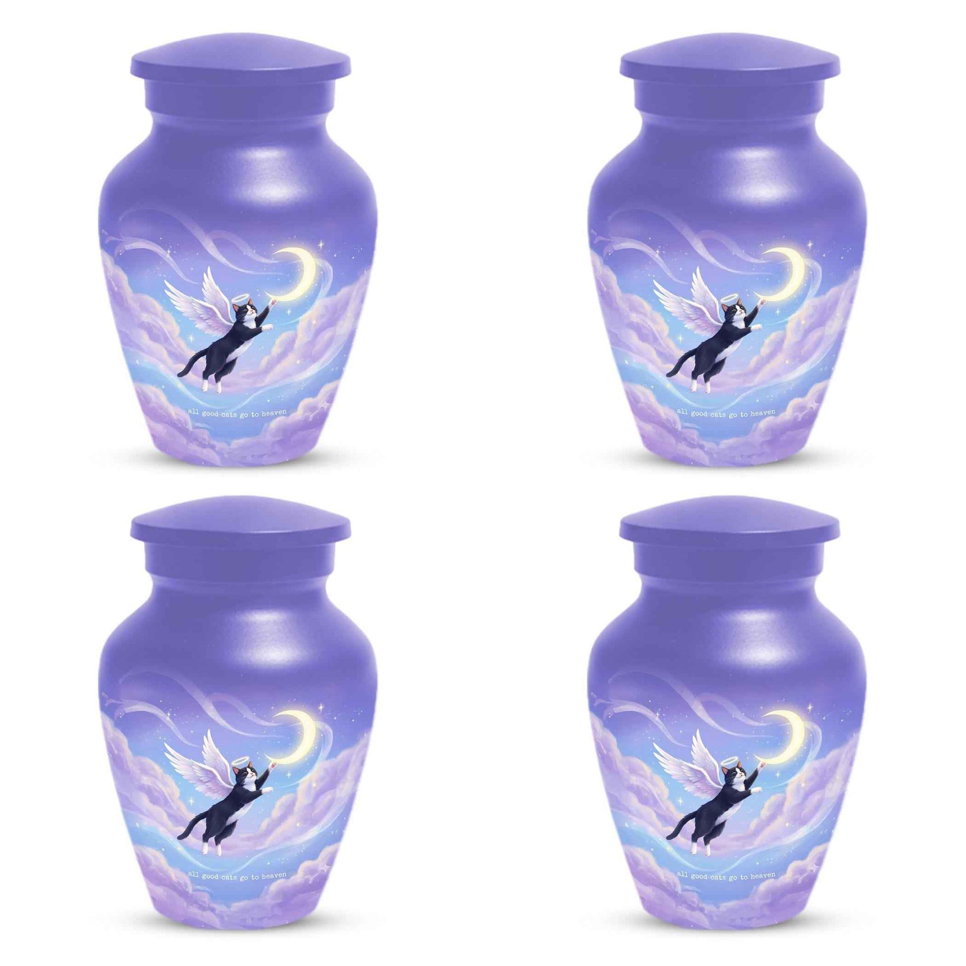 Black Cat Keepsake Kitty Urns - Purple Cremation Urn For Pet Ashes