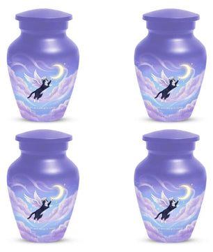 Black Cat Keepsake Kitty Urns - Purple Cremation Urn For Pet Ashes