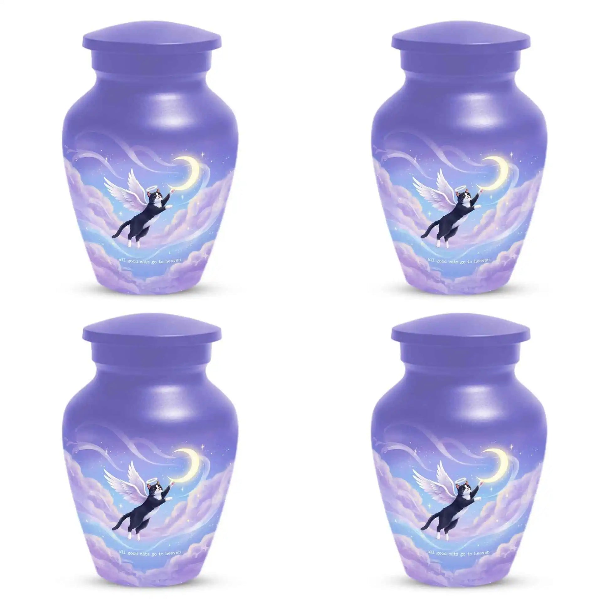 Black Cat Keepsake Kitty Urns - Purple Cremation Urn For Pet Ashes