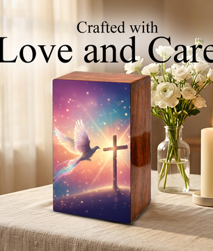 Cross Dove Cremation Urn for Ashes - Christian Memorial Urn with Spiritual Symbol