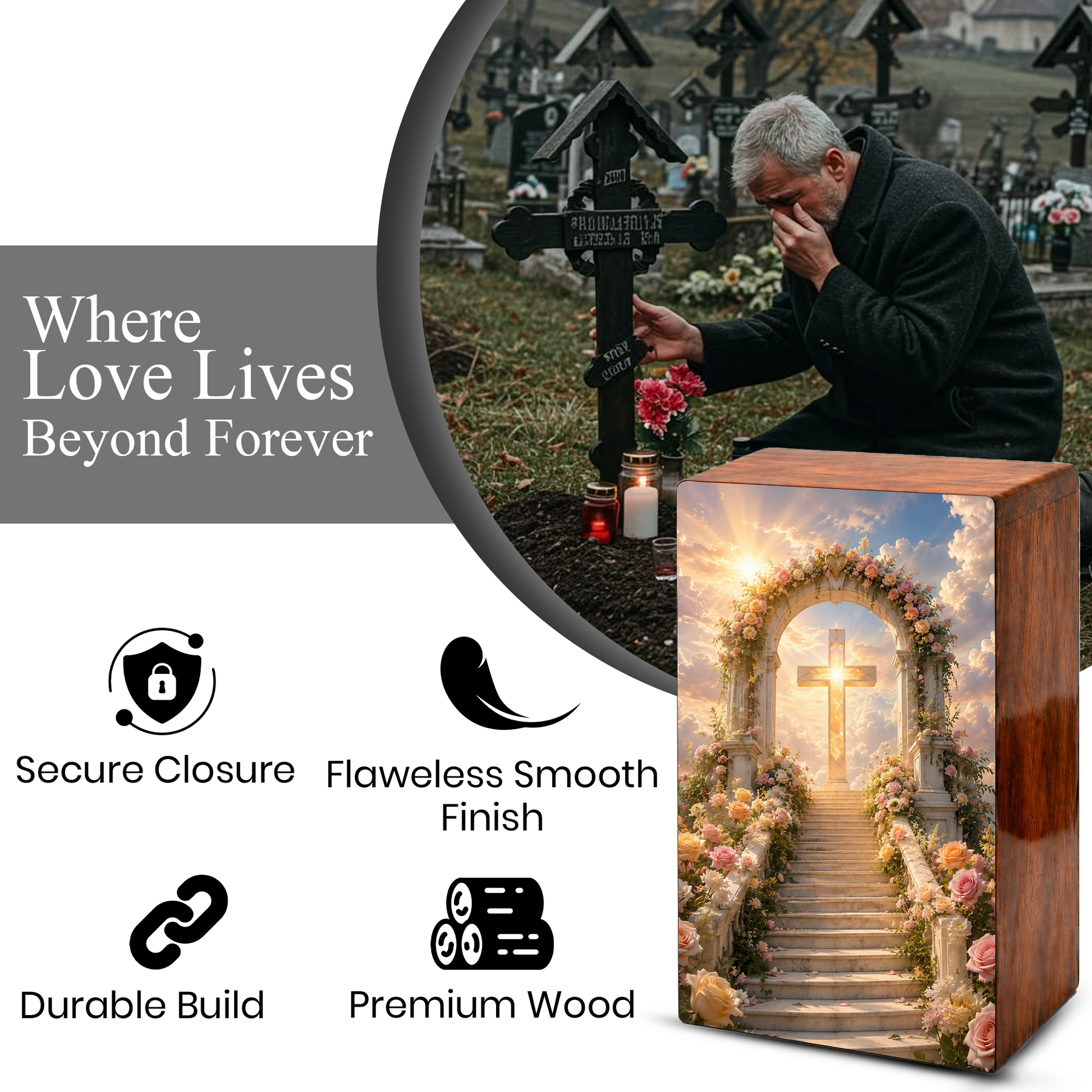 Christian Cross Cremation Urn For Ashes - Religious Celtic Cross Mini keepsake