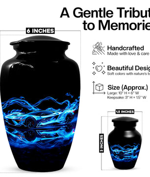 Blue Sports Car Urn for Dad – Custom Car Keepsake Urns for Human Ashes