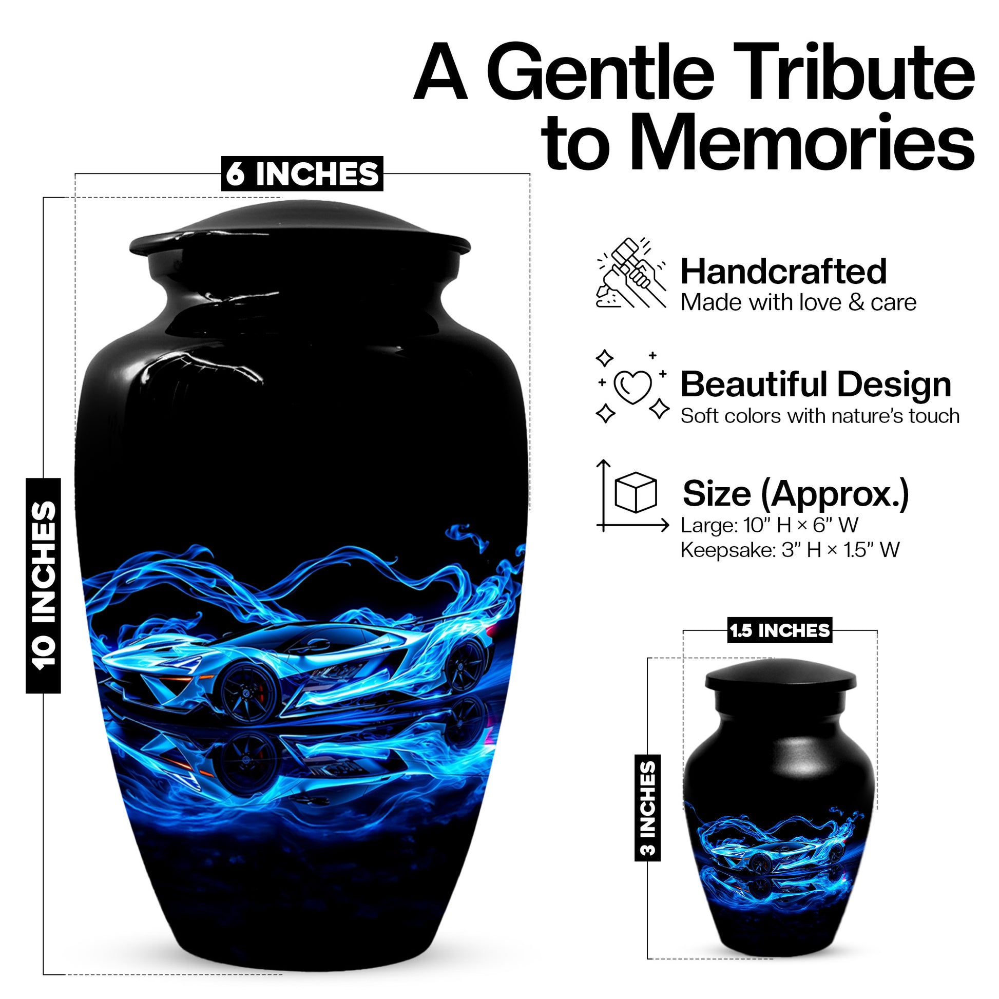 Blue Sports Car Urn for Dad – Custom Car Keepsake Urns for Human Ashes