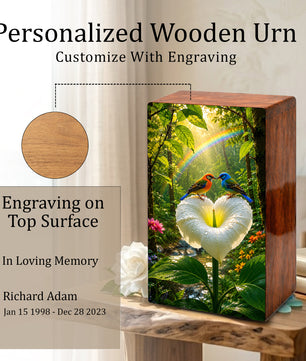 Bird Companion Urn For Human Ashes - Wooden Keepsake Urns For Couple