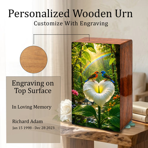 Bird Companion Urn For Human Ashes - Wooden Keepsake Urns For Couple