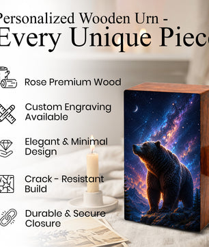 Bear Memorial Urn For Ashes Male - Cosmic Cremation Urns For Dad