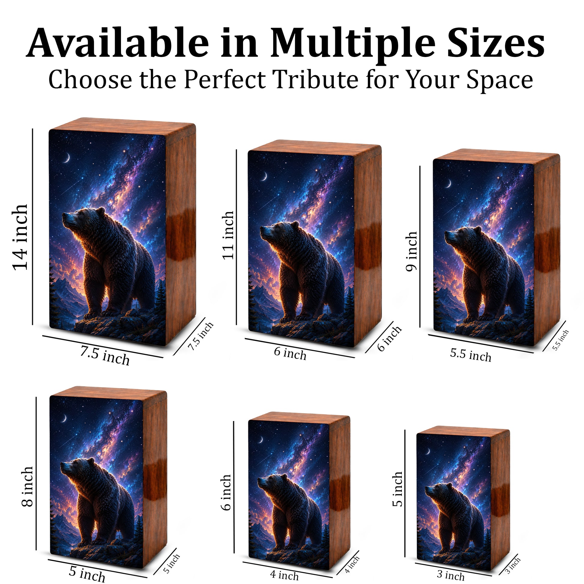 Bear Memorial Urn For Ashes Male - Cosmic Cremation Urns For Dad