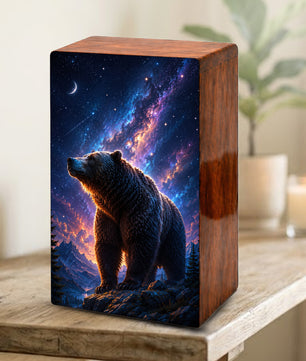 Bear Memorial Urn For Ashes Male - Cosmic Cremation Urns For Dad
