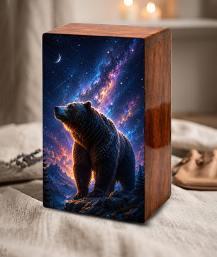Bear Memorial Urn For Ashes Male - Cosmic Cremation Urns For Dad