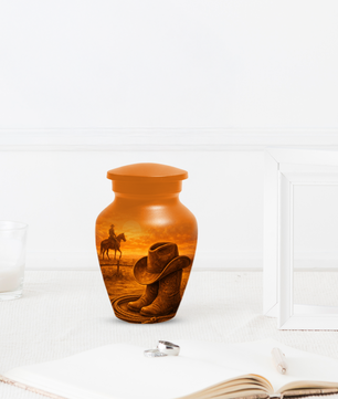 Cowboy Memorial Urn for Ashes, Western Cremation Urn, Custom Dad Urn, Cowboy Hat Boots Urn