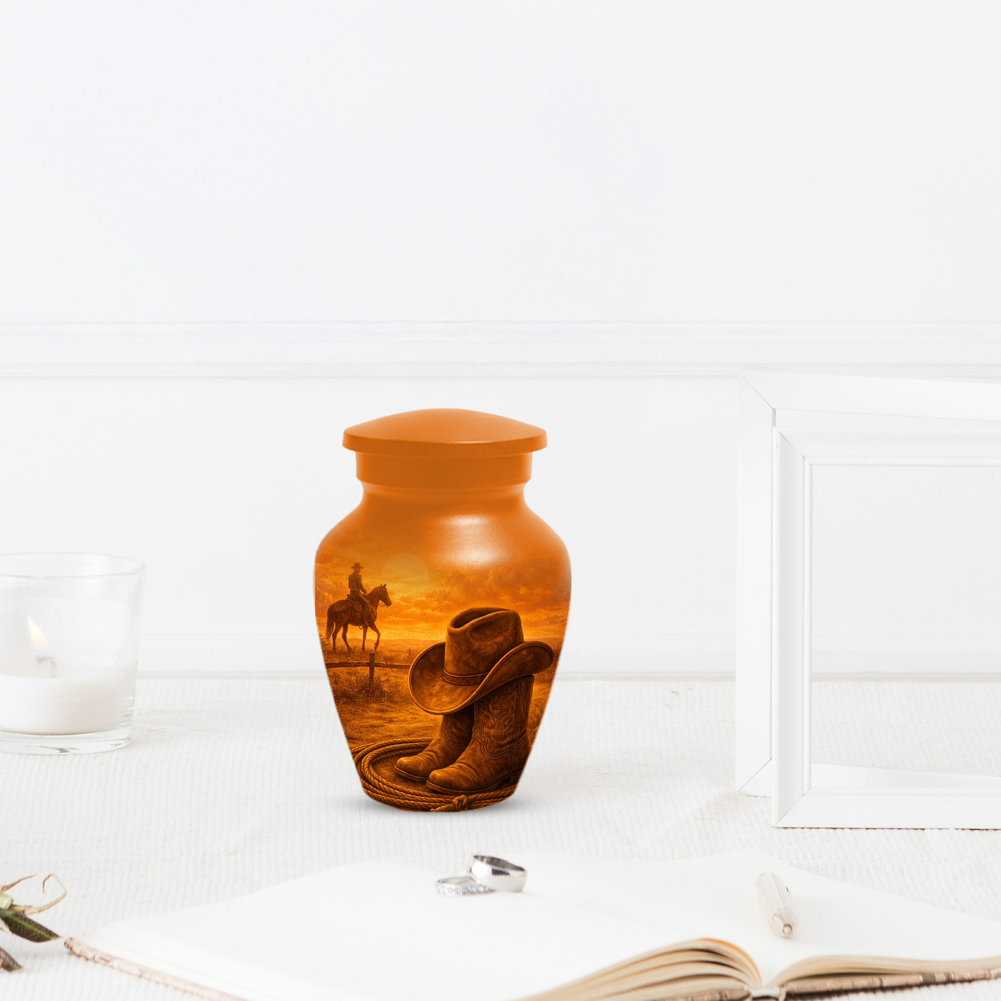Cowboy Memorial Urn for Ashes, Western Cremation Urn, Custom Dad Urn, Cowboy Hat Boots Urn