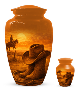 Cowboy Memorial Urn for Ashes, Western Cremation Urn, Custom Dad Urn, Cowboy Hat Boots Urn