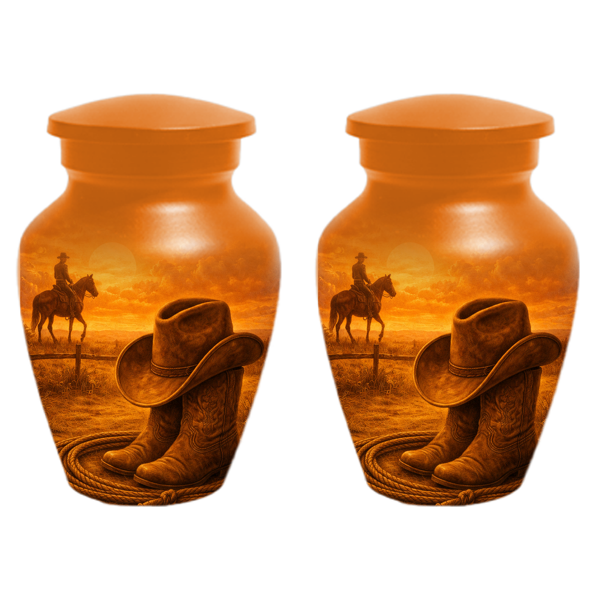 Cowboy Memorial Urn for Ashes, Western Cremation Urn, Custom Dad Urn, Cowboy Hat Boots Urn