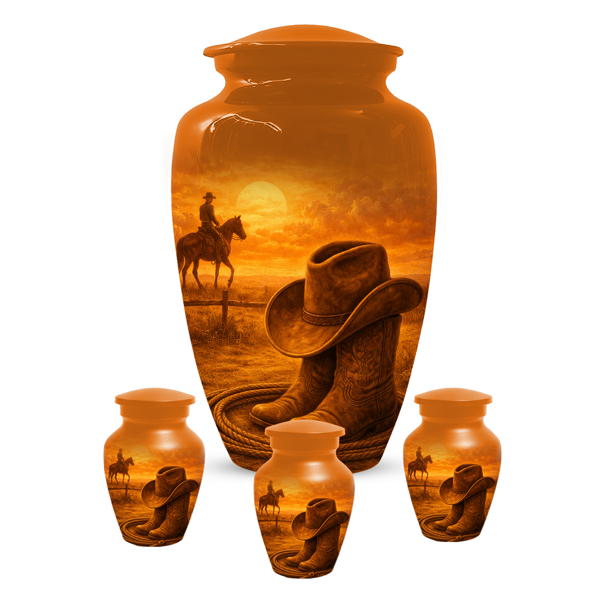 Cowboy Memorial Urn for Ashes, Western Cremation Urn, Custom Dad Urn, Cowboy Hat Boots Urn