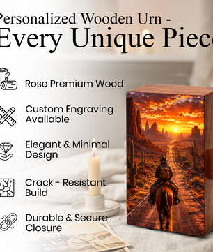 Cowboy Urn For Ashes Male - Cowboys Cremation Large Keepsake Urns For Dad