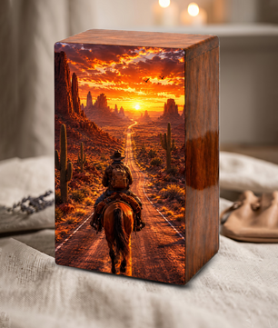 Cowboy Urn For Ashes Male - Cowboys Cremation Large Keepsake Urns For Dad