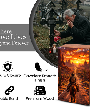 Cowboy Urn For Ashes Male - Cowboys Cremation Large Keepsake Urns For Dad