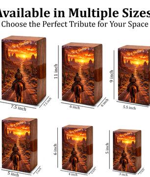 Cowboy Urn For Ashes Male - Cowboys Cremation Large Keepsake Urns For Dad
