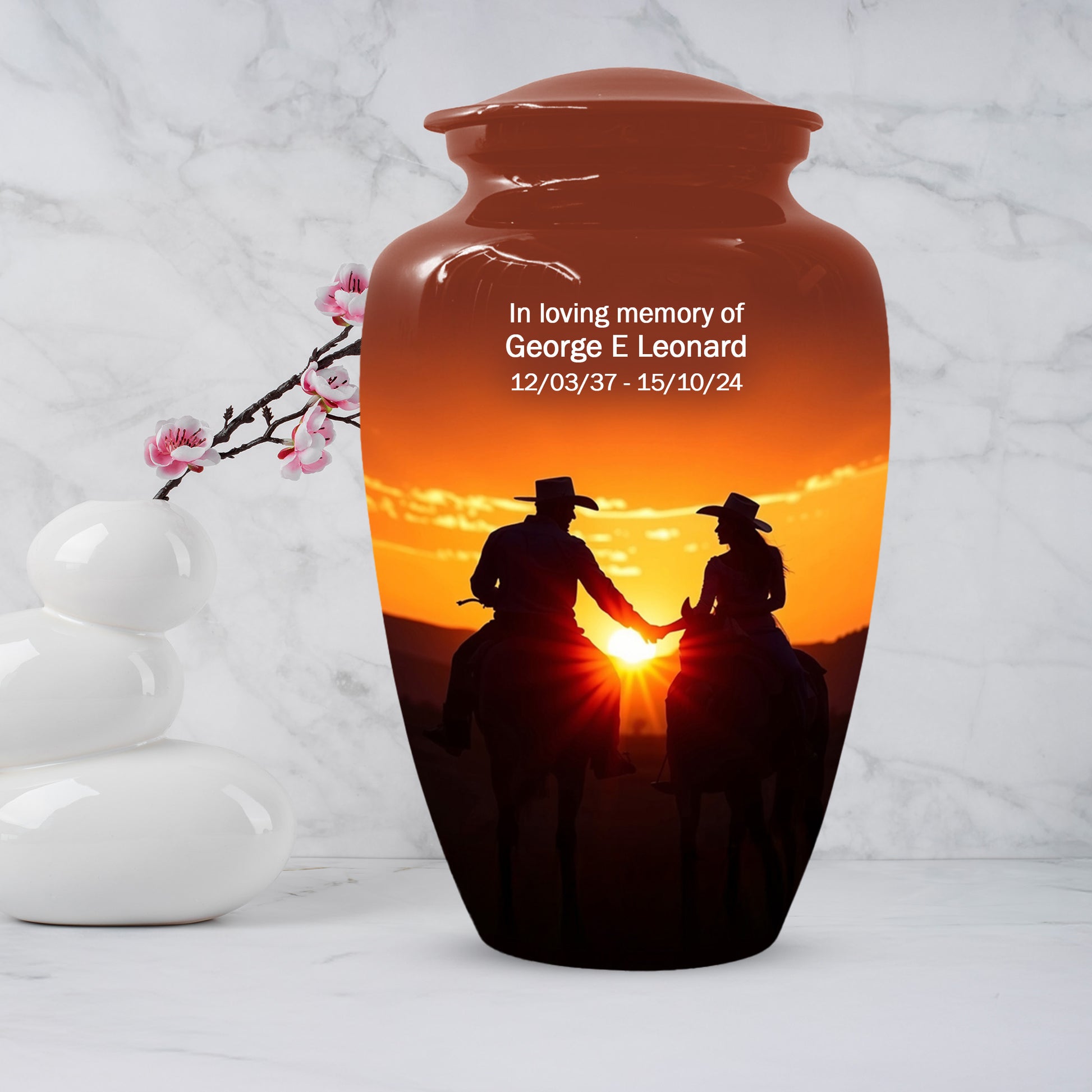 Western Cowboy Urns for Dad – Dallas Cowboy Urn| Large Memorial Urn for Human Ashes