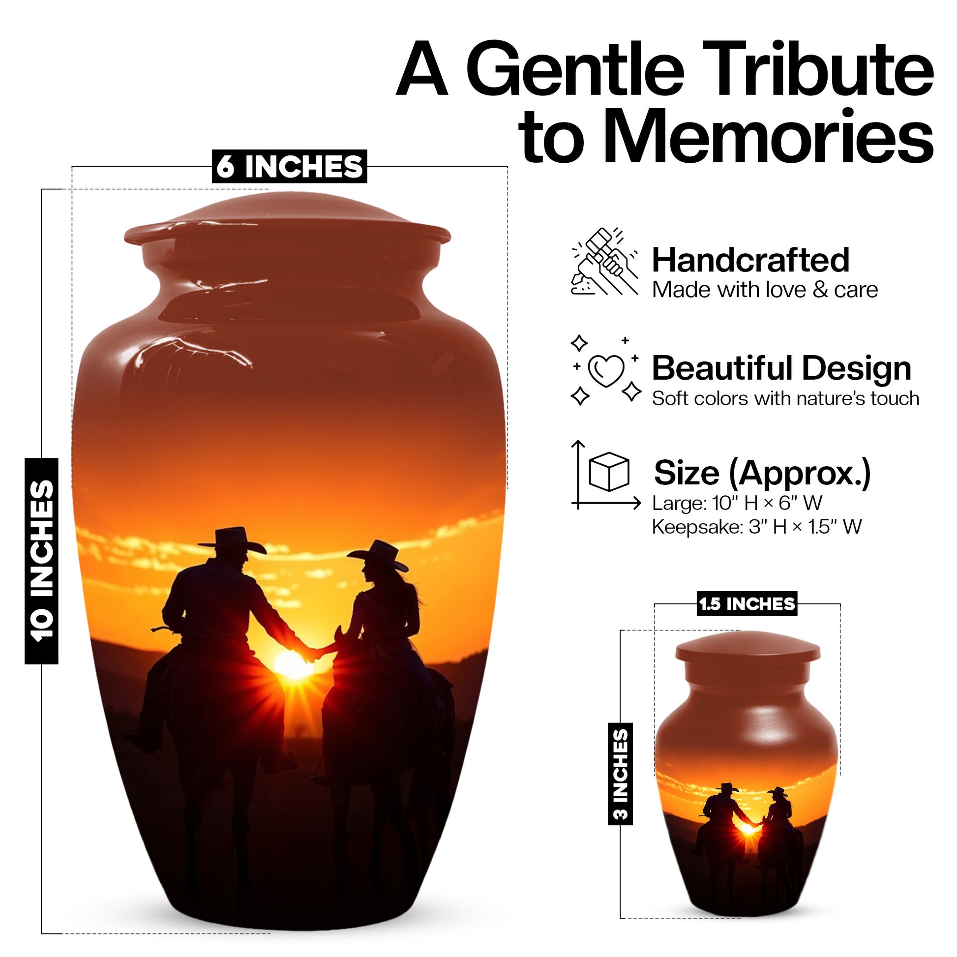 Western Cowboy Urns for Dad – Dallas Cowboy Urn| Large Memorial Urn for Human Ashes
