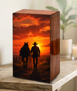 Personalized Cowboy Urn For Ashes Male - Western Cowboys Cremation Urns For Dad