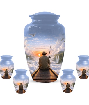Fishing Memorial Urn for Human Ashes, Fisherman Cremation Urn