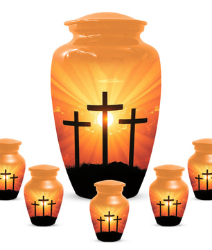 Three Crosses Cremation Urn for Ashes – Christian Memorial  Urns | Religious Keepsake