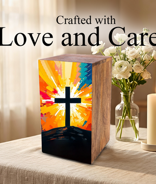 Celtic Cross Urn For Ashes - Religious Wooden Box keepsake Urns For Adults